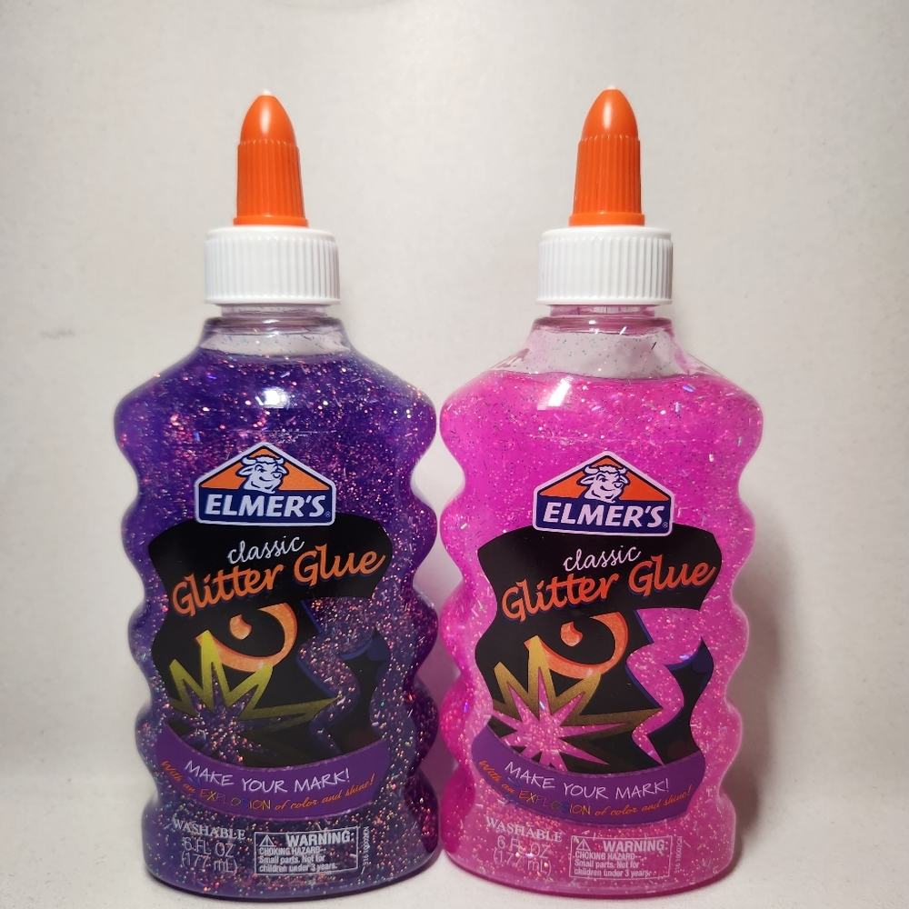 New 2x Elmer's Liquid Glitter Glue pink purple school supplies Slime arts crafts